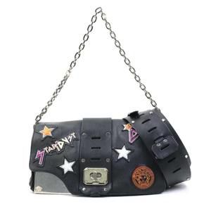 VERSACE Black Leather Shoulder Bag